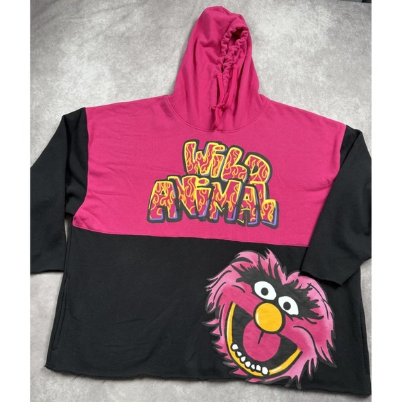 Disney Tops - Disney The Muppets Women's Sz XXL Wild Animal Hoodie Sweatshirt Black Pink